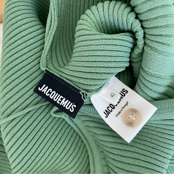 Jacquemus ribbed off the shoulder cardigan, sage green, size 40 - Picture 7 of 7